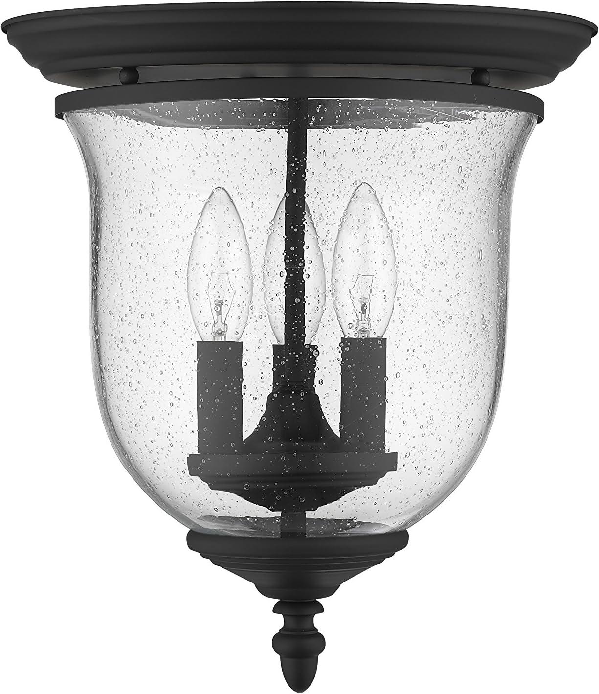 Legacy Seeded Glass 3-Light Nickel Flushmount Ceiling Fixture