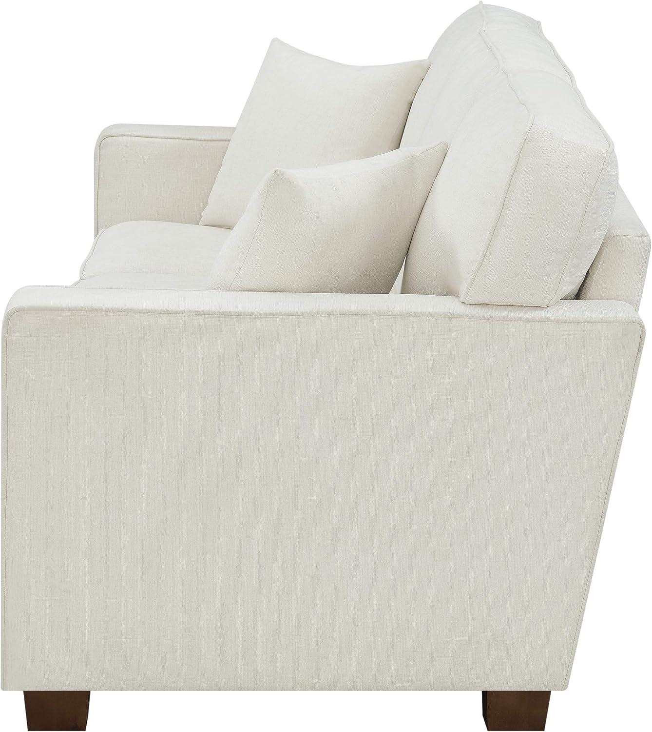 OSP Home Furnishings Russell Sectional with 2 Pillows Off White: Transitional Style, Polyester Upholstery, Wood Frame
