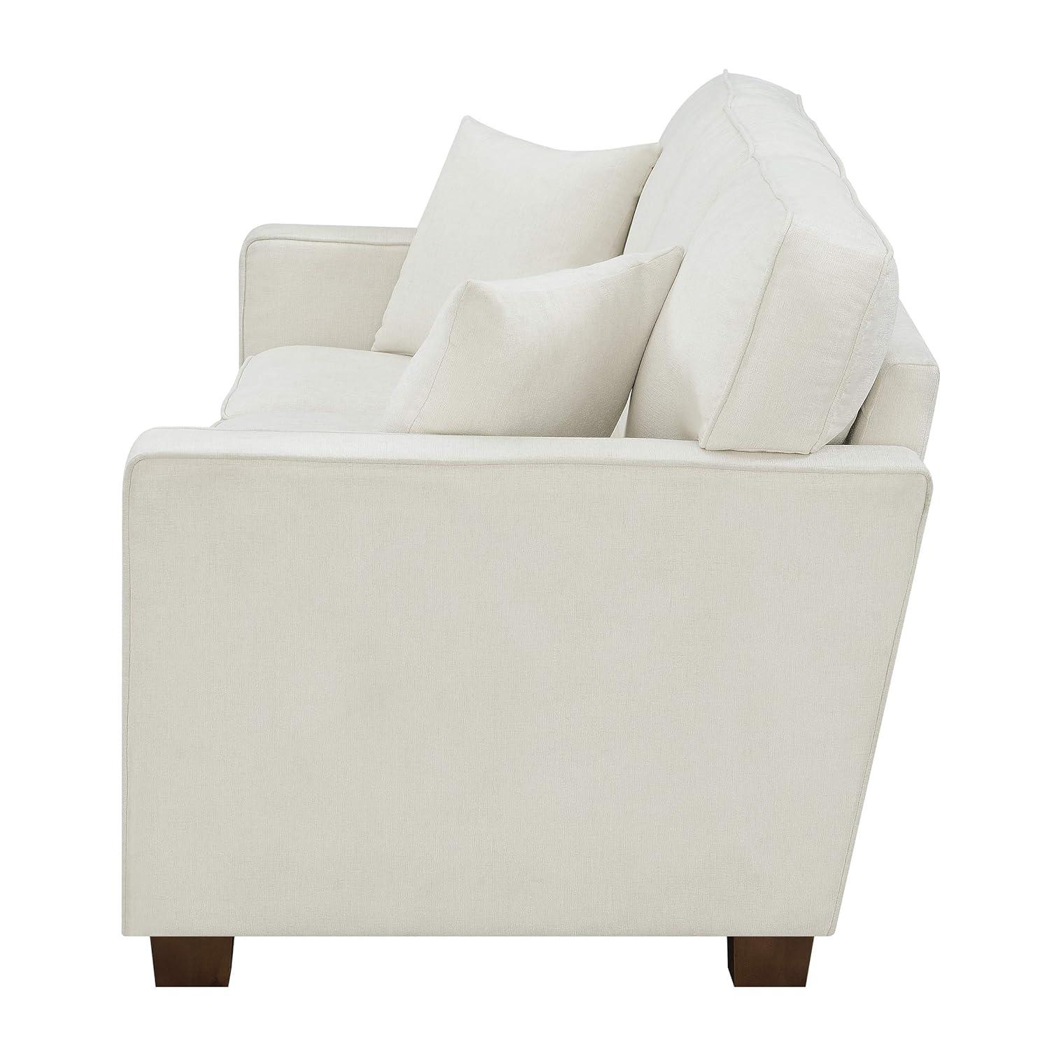 OSP Home Furnishings Russell Sectional with 2 Pillows Off White: Transitional Style, Polyester Upholstery, Wood Frame