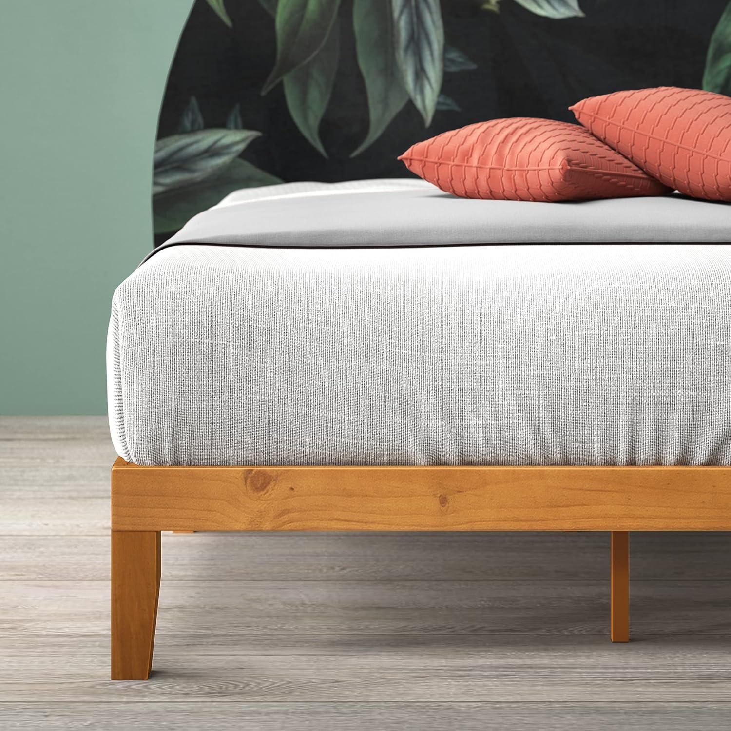 Queen Alexia Standard Wood Platform Bed Frame Natural - Zinus