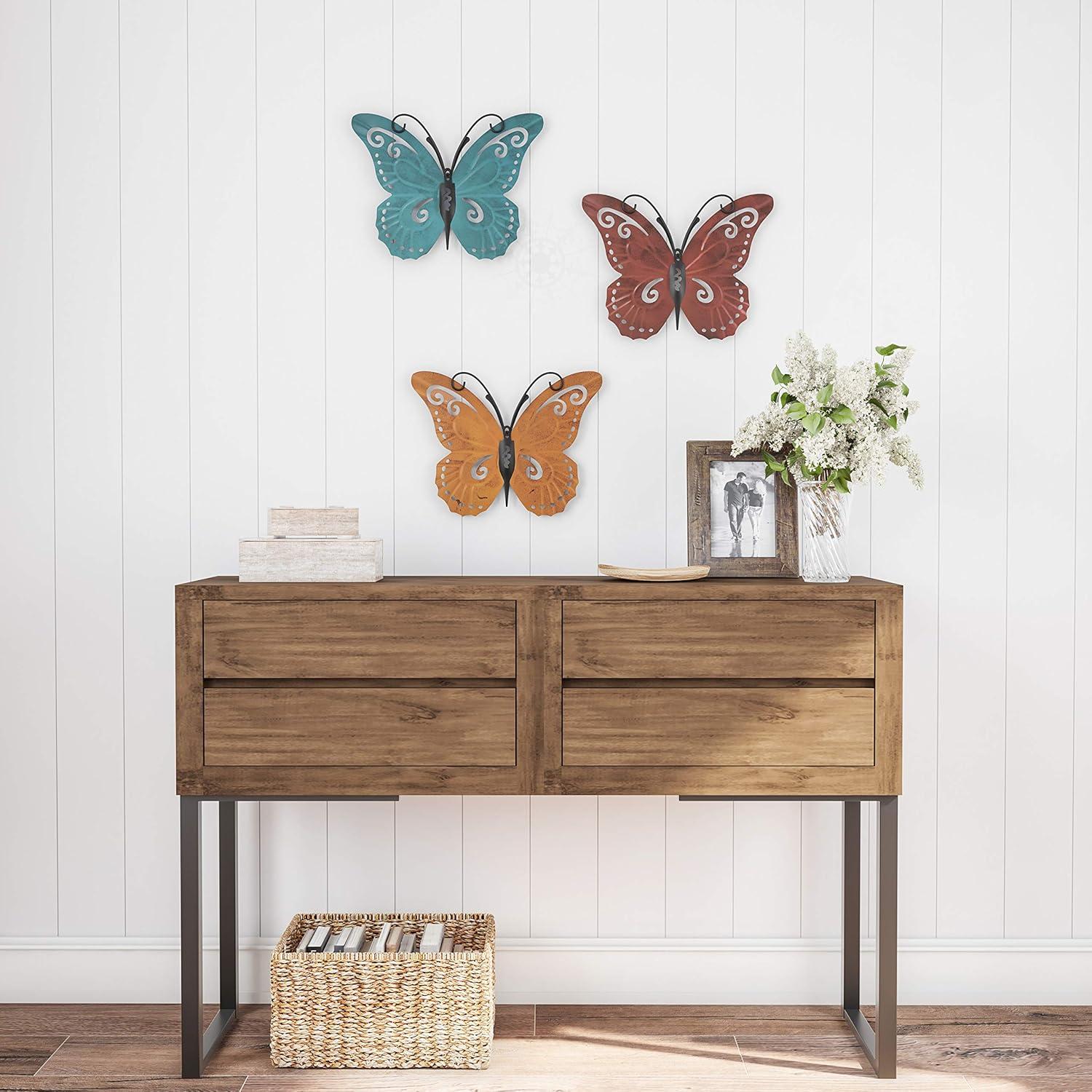 Hastings Home 3-Pc Modern Butterfly Metal Wall Art Set