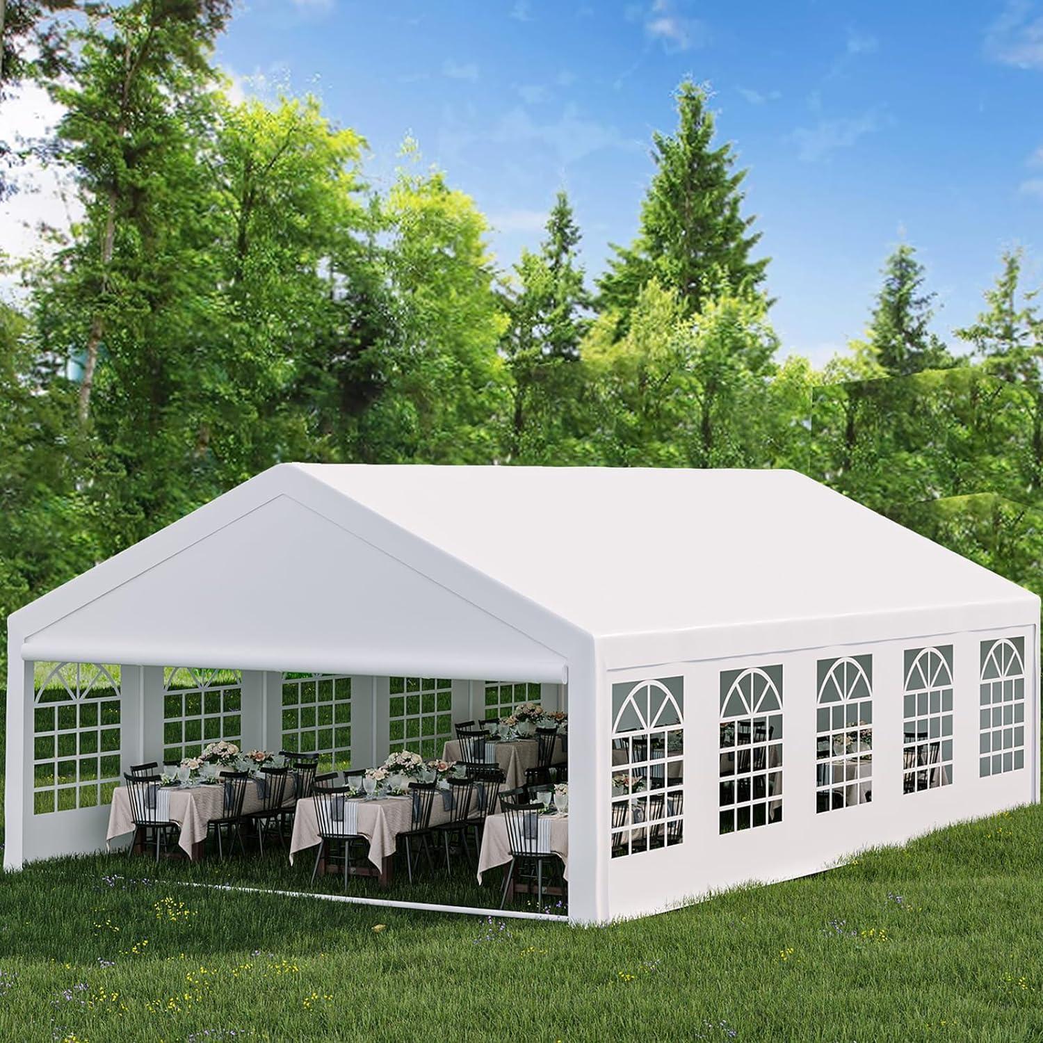 White 20x32 FT Heavy Duty Wedding Canopy Tent with Detachable Sidewalls