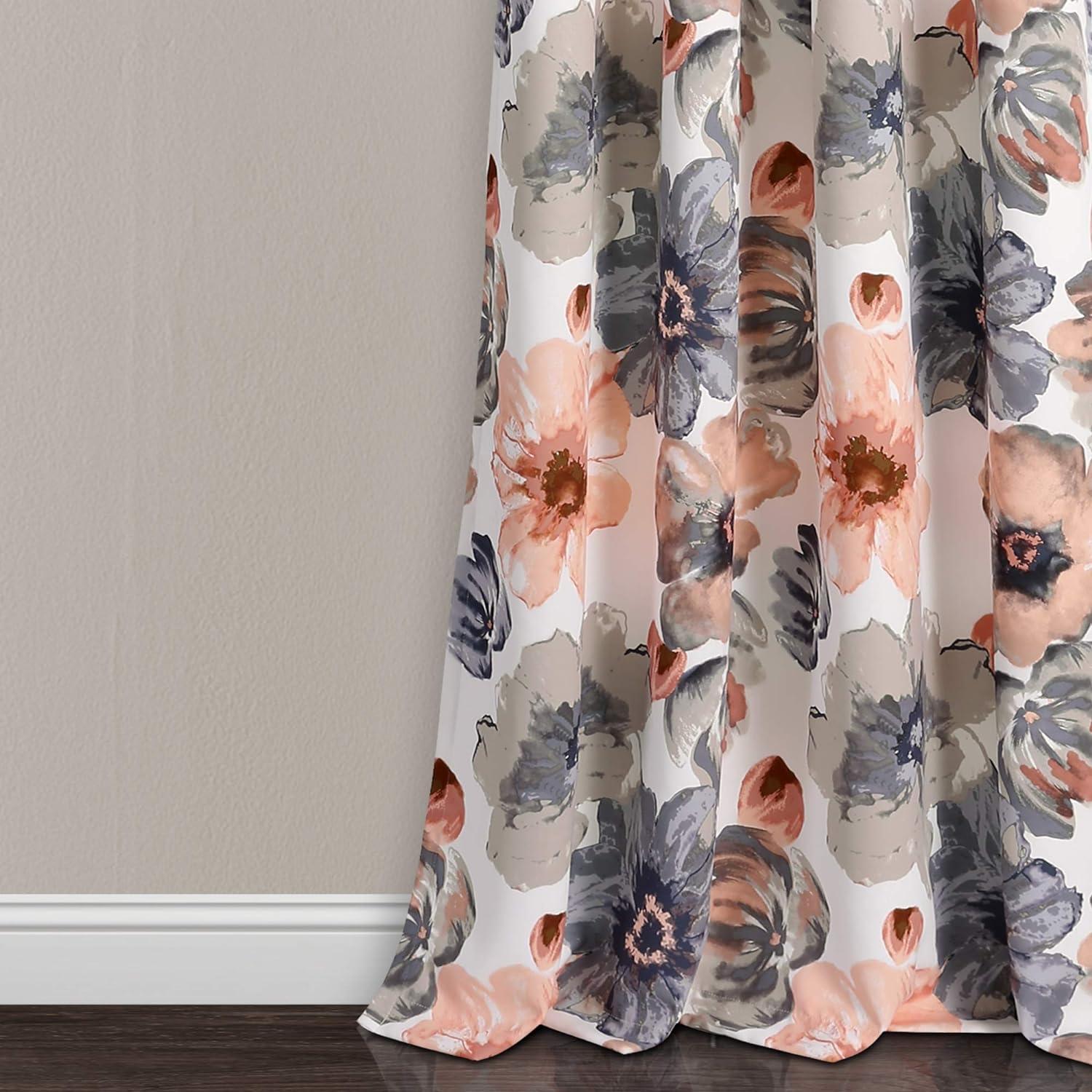 Home Boutique Leah Room Darkening Window Curtains Set - Coral and Gray - 52 x 84