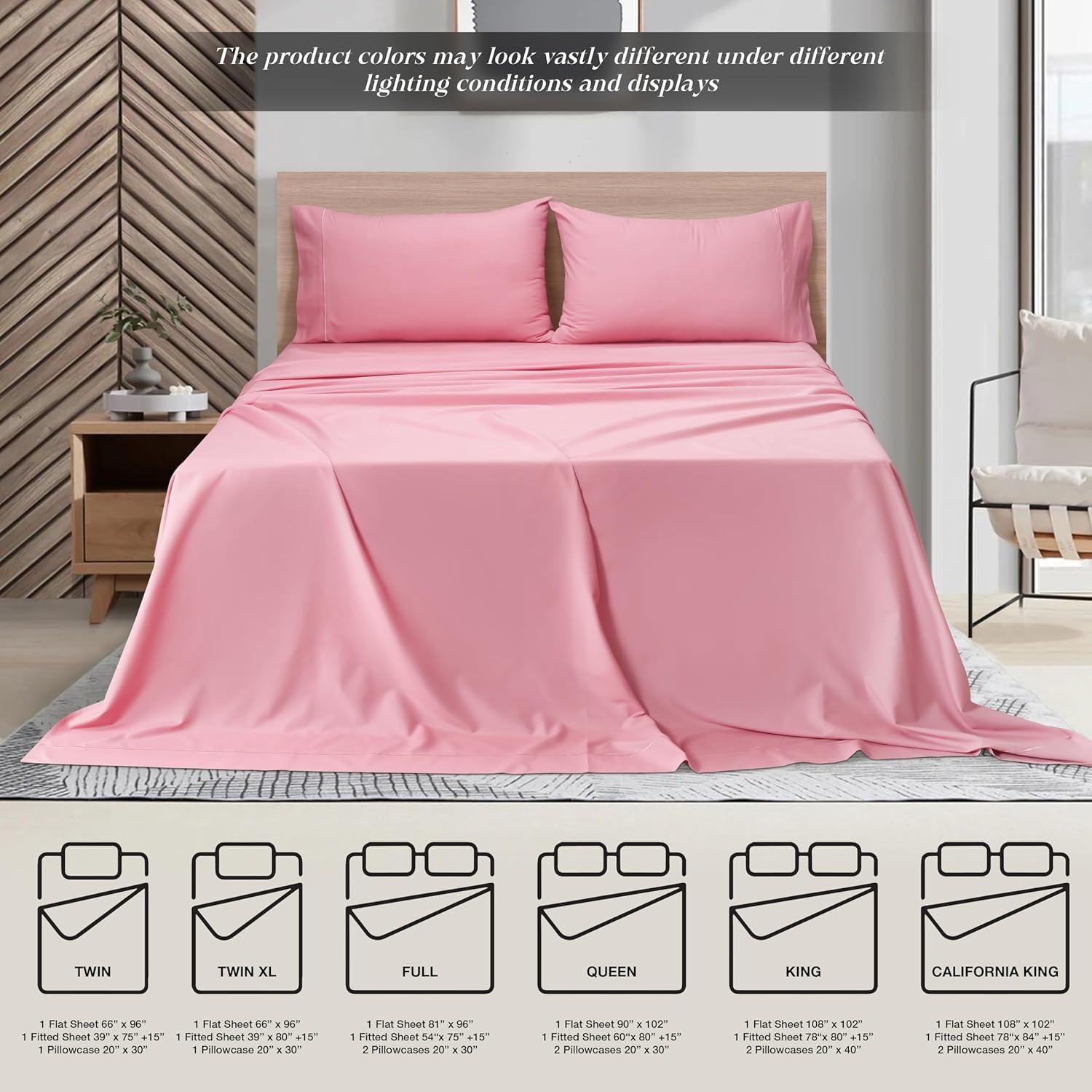 Pink Queen Solid Microfiber 4-Piece Sheet Set