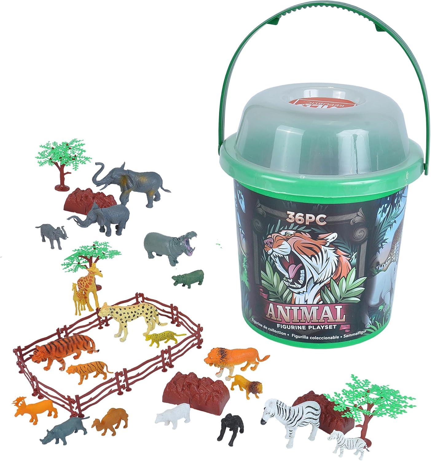 Wildlife Adventure 36-Piece Animal Figurine Playset in Bucket