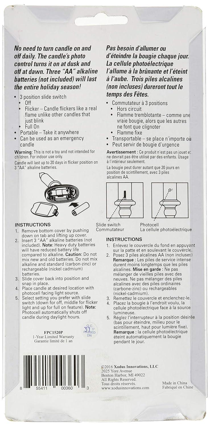 Battery Operated LED Window Candle with Sensor Pewter FPC1520P