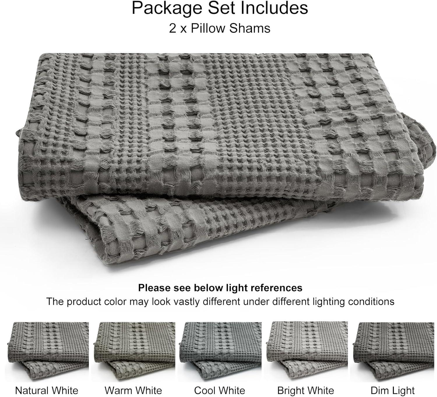 XXZH 100% Cotton Waffle Weave Euro Sham Covers, 2 Pack 26" x 26" Pillow Covers for Elegant Home Decorative, No Insert, Decorative Euro Throw Pillow Covers for Bed Couch Sofa, Oatmeal