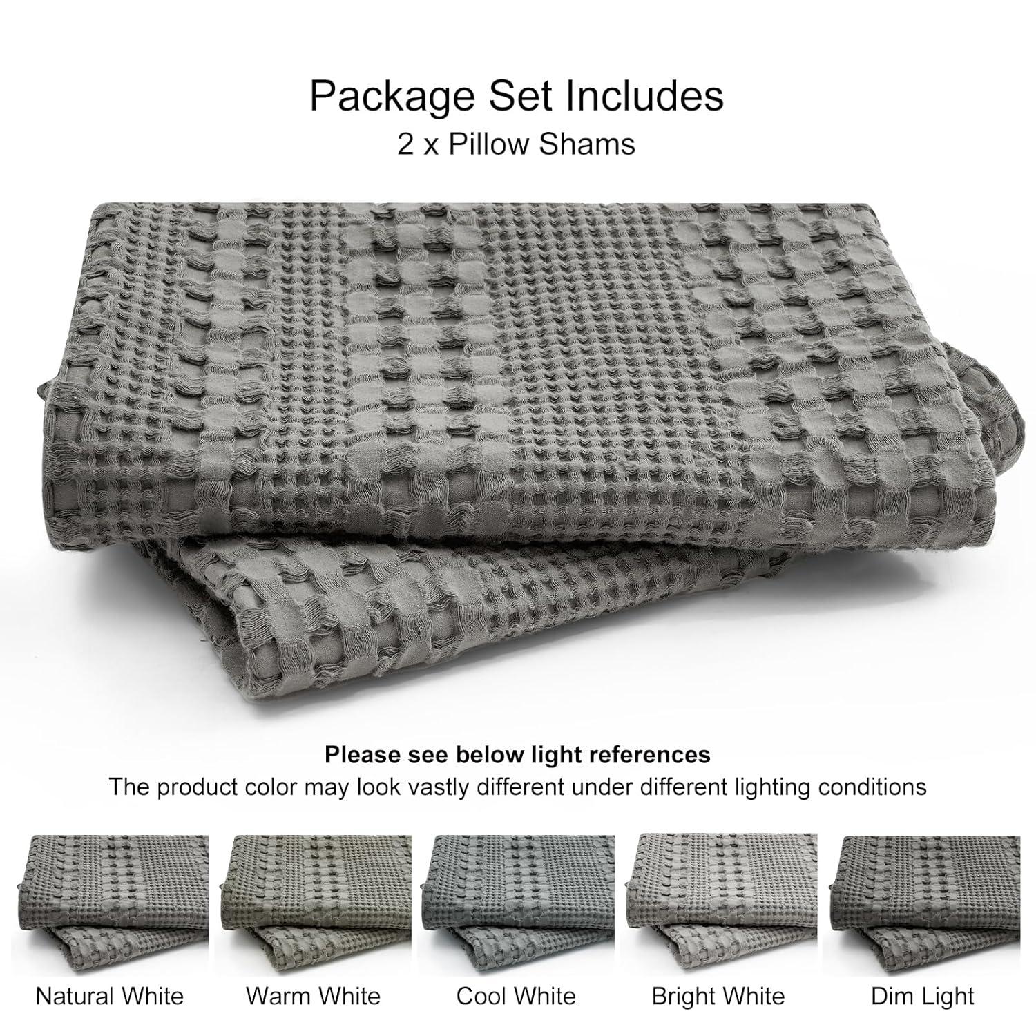 XXZH 100% Cotton Waffle Weave Euro Sham Covers, 2 Pack 26" x 26" Pillow Covers for Elegant Home Decorative, No Insert, Decorative Euro Throw Pillow Covers for Bed Couch Sofa, Oatmeal