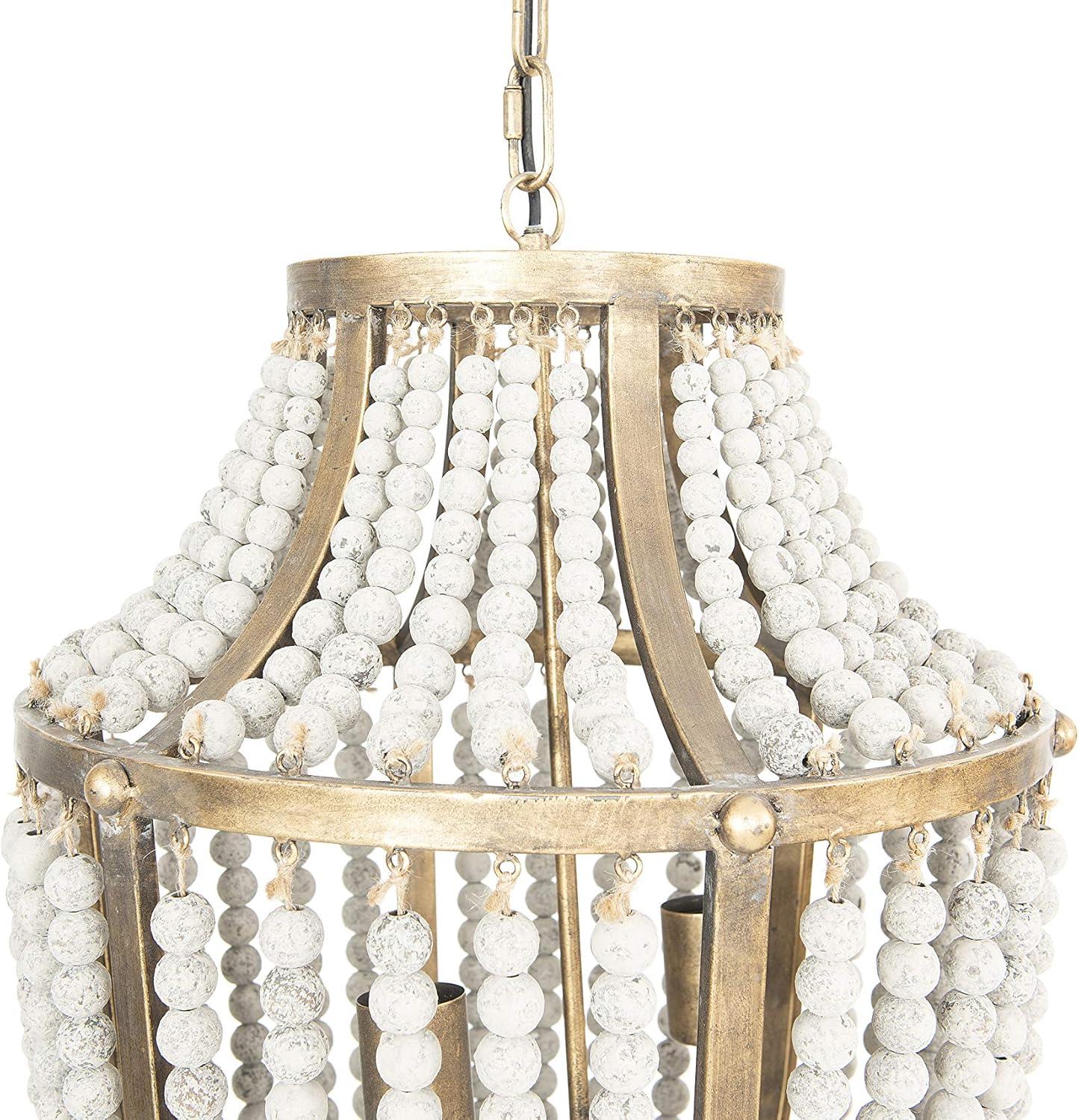 Creative Co-Op Metal Chandelier with Wood Beads