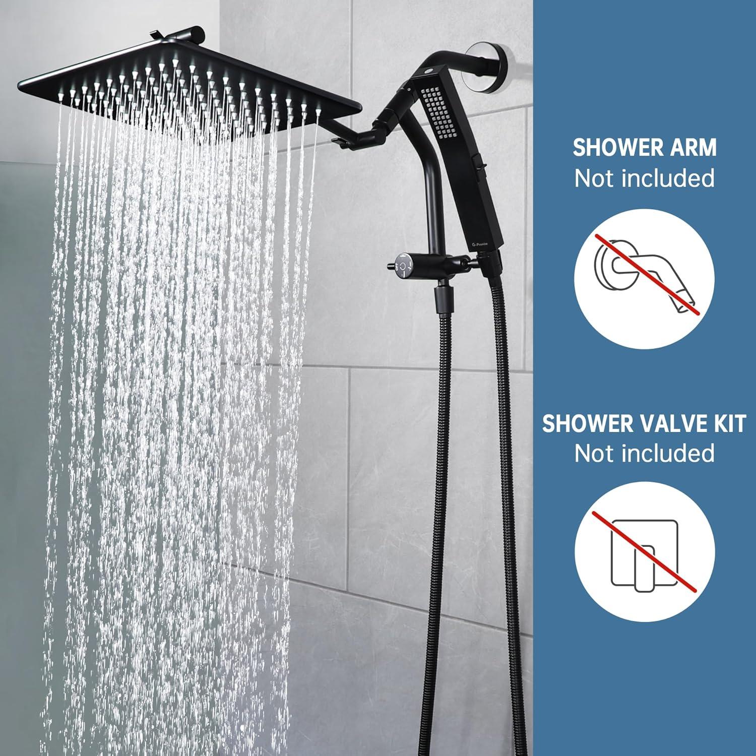 12 inches All Metal Rain Dual Shower Head