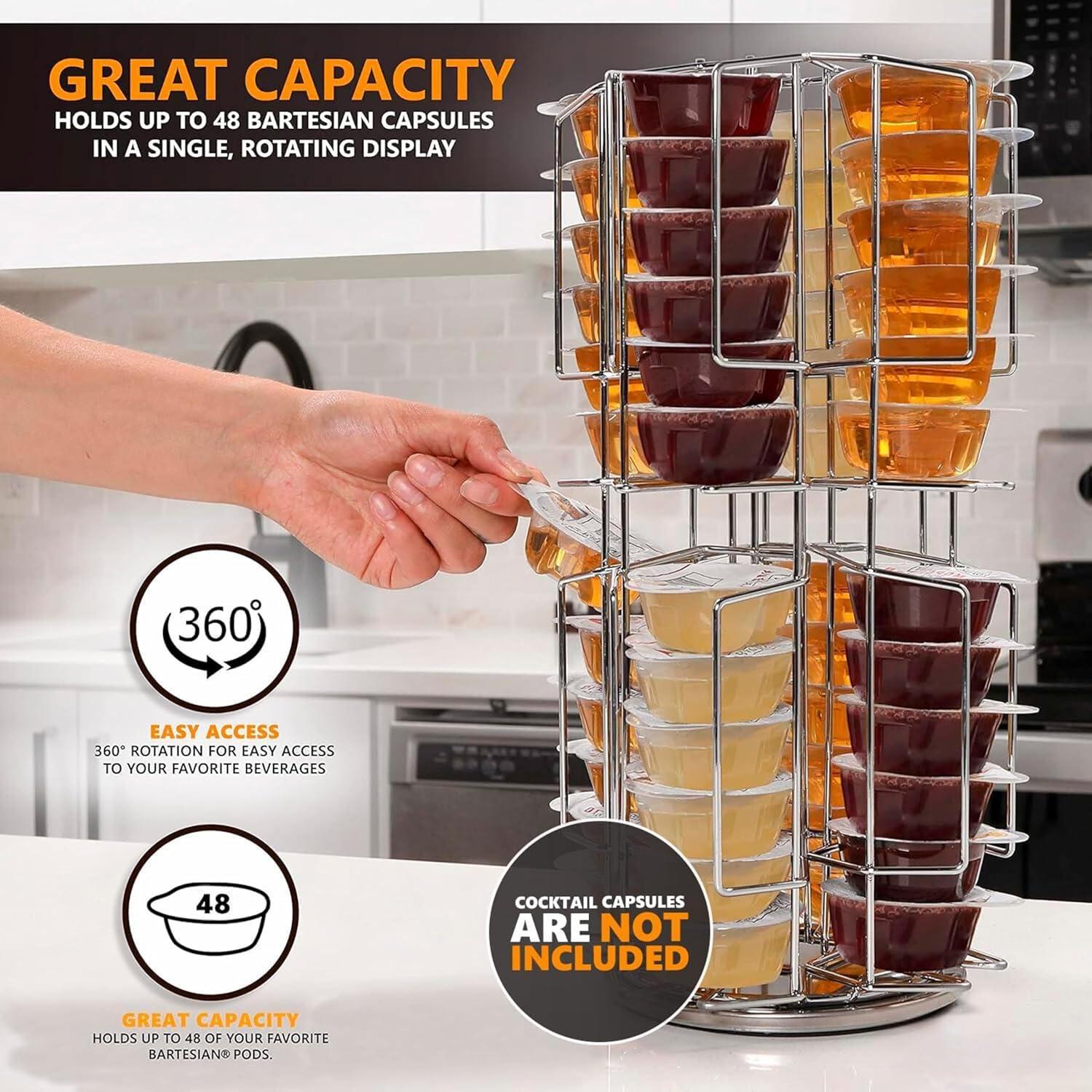 Anadea Storage Carousel for Capsules Holds up to 48  Pods - 360-Degree Rotation - Bartesian Pod Holder | Wayfair