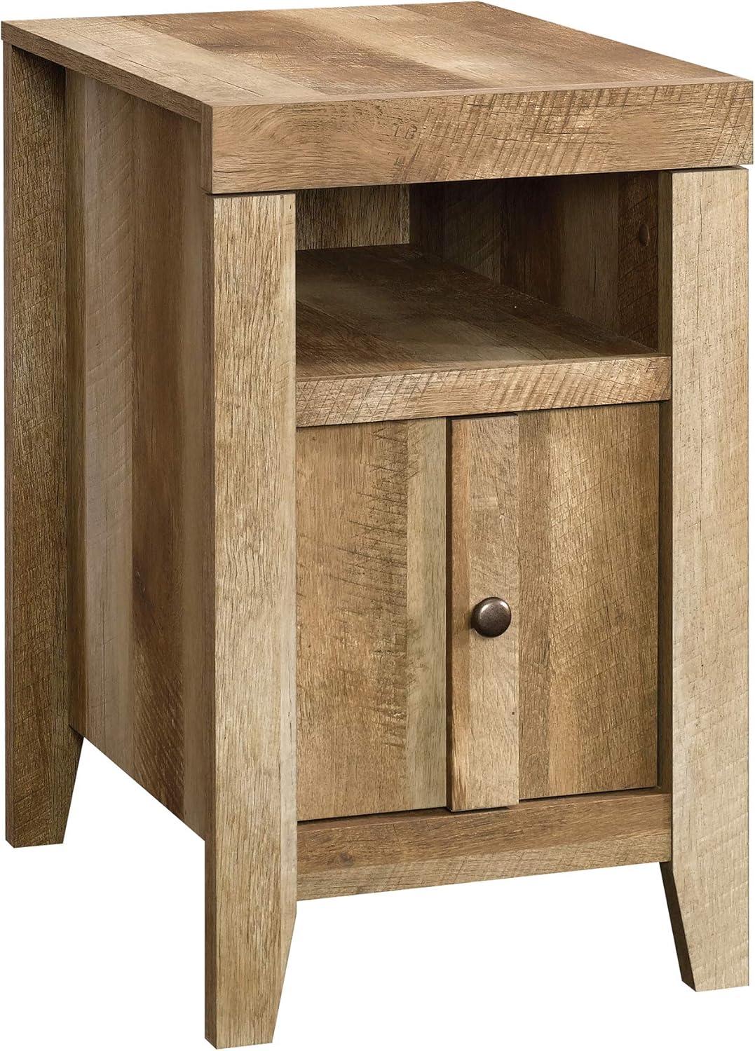 Dakota Pass End Table Light Brown - Sauder: Hidden Storage, Open Shelf, Slide-Out Surface