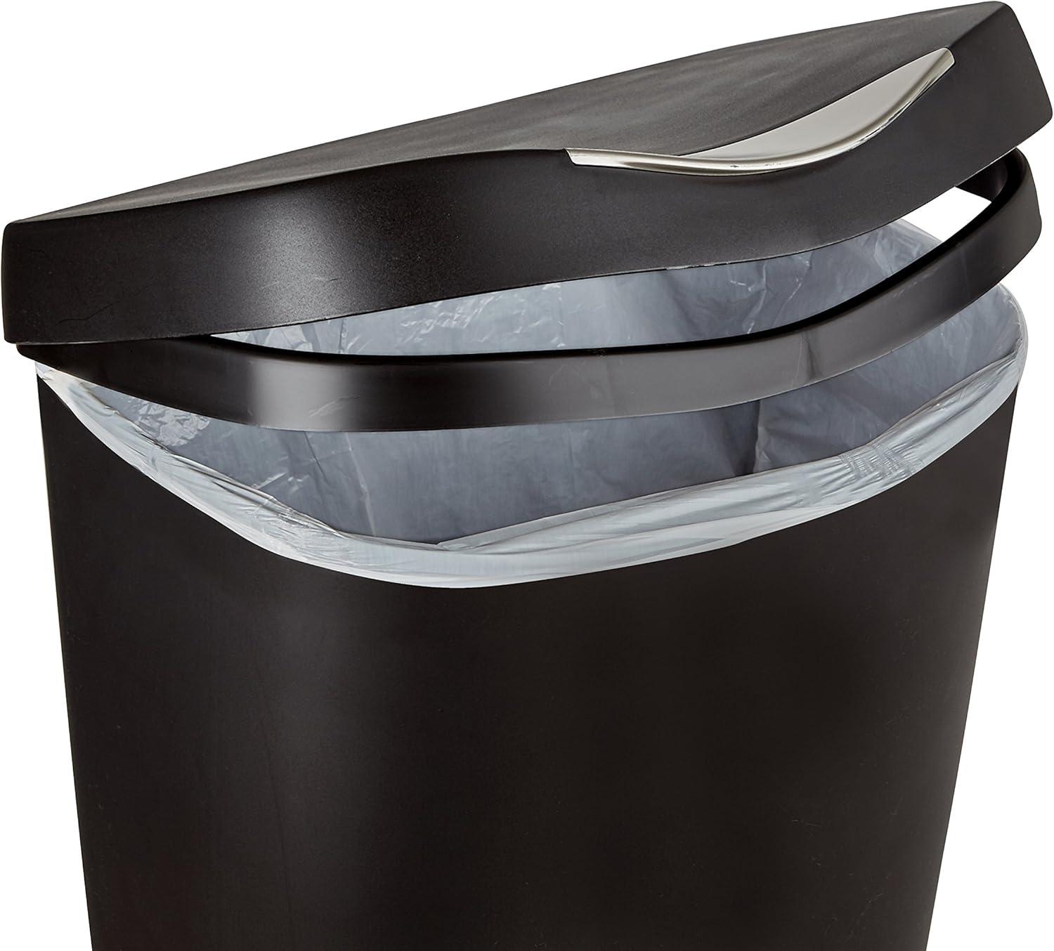 Umbra 13gal Brim Step Trash Can Black/Nickel: Kitchen Trash Can, 50 Quart, Indoor, Polypropylene, Spot Clean