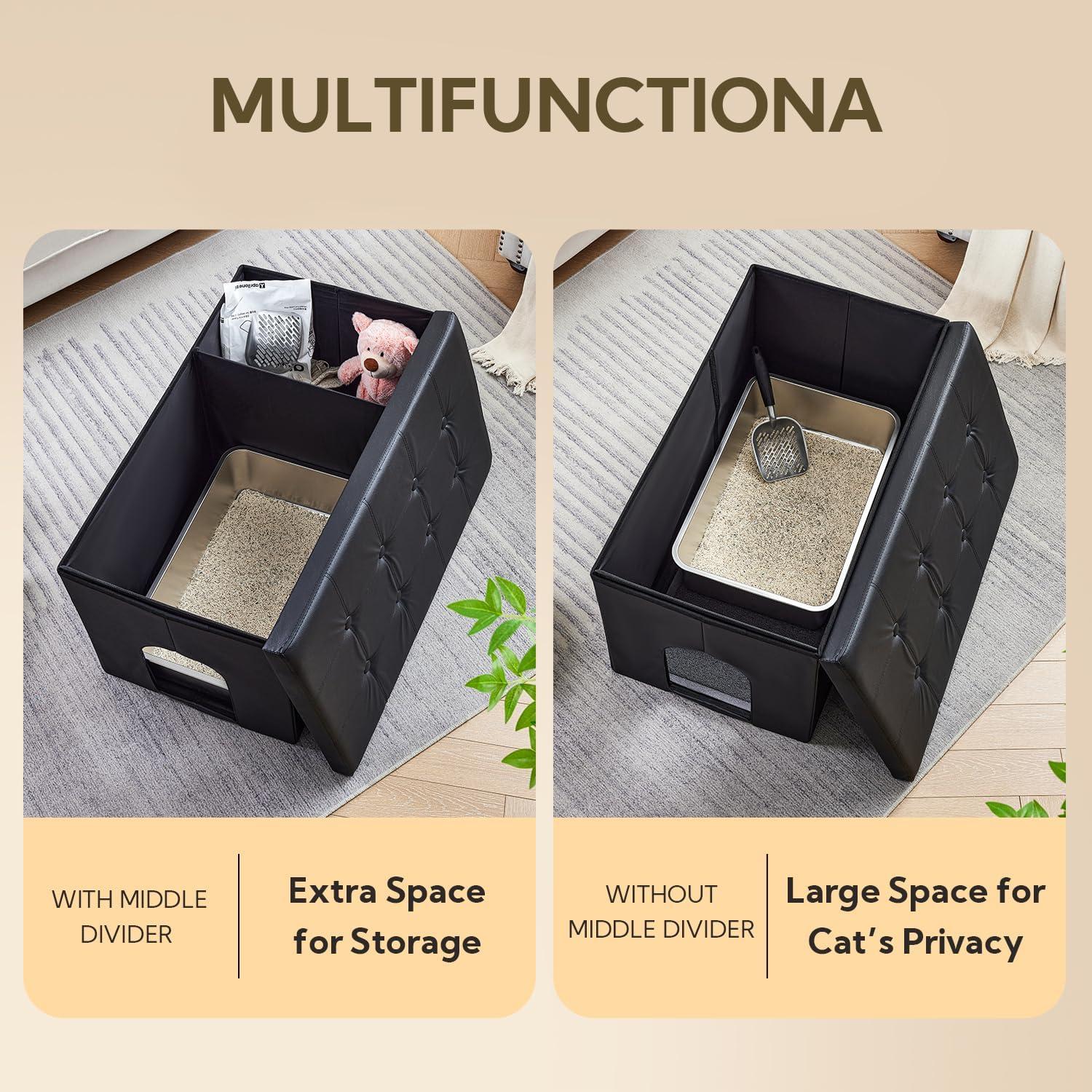MEEXPAWS Cat Litter Box Enclosure Furniture Hidden, Cat Washroom Bench Storage Cabinet Small 19.7'' x 19.7'' x 19.7''| Dog Proof | Waterproof Inside | Easy Clean | Easy Assembly | Odor Control(Grey)
