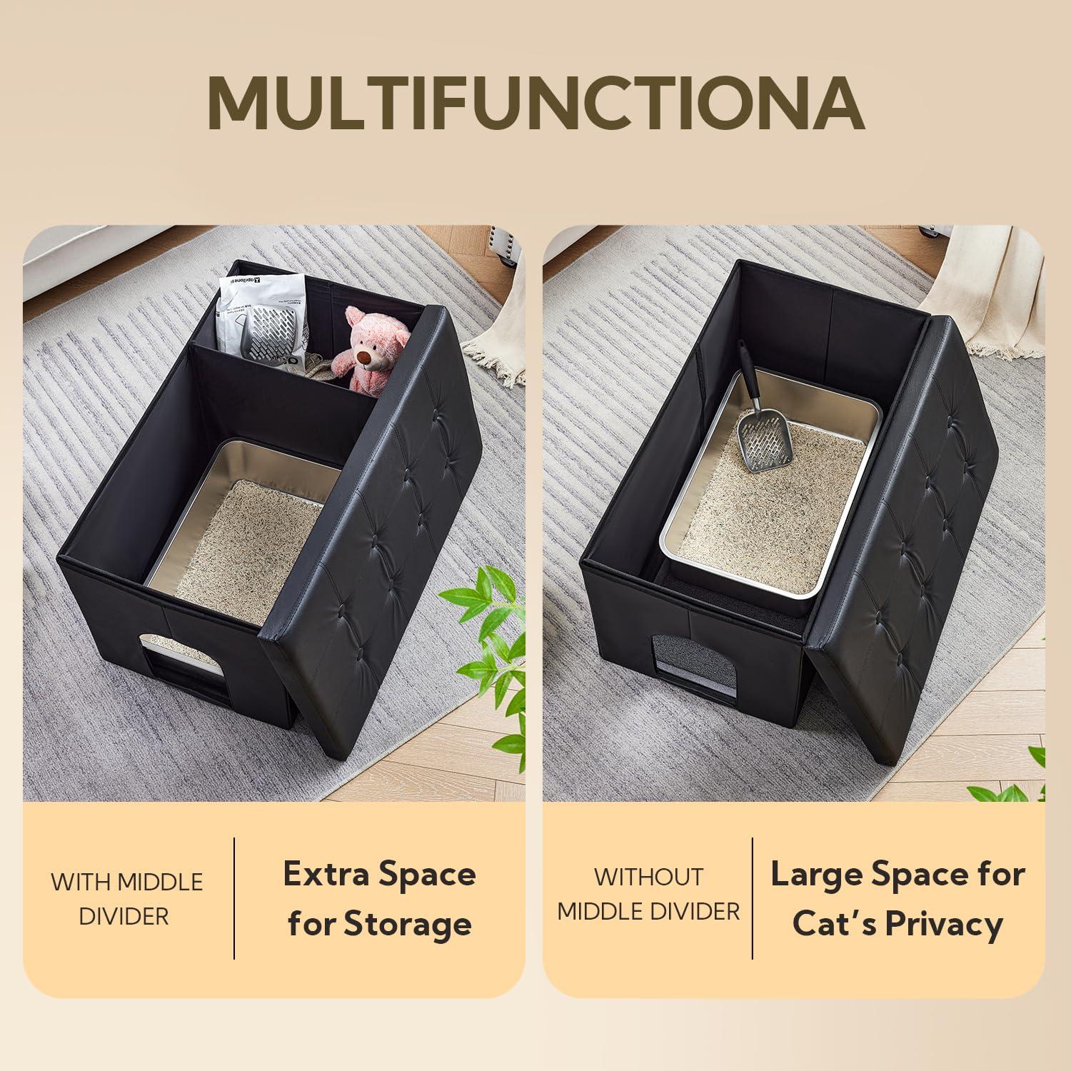 MEEXPAWS Cat Litter Box Enclosure Furniture Hidden, Cat Washroom Bench Storage Cabinet Small 19.7'' x 19.7'' x 19.7''| Dog Proof | Waterproof Inside | Easy Clean | Easy Assembly | Odor Control(Grey)