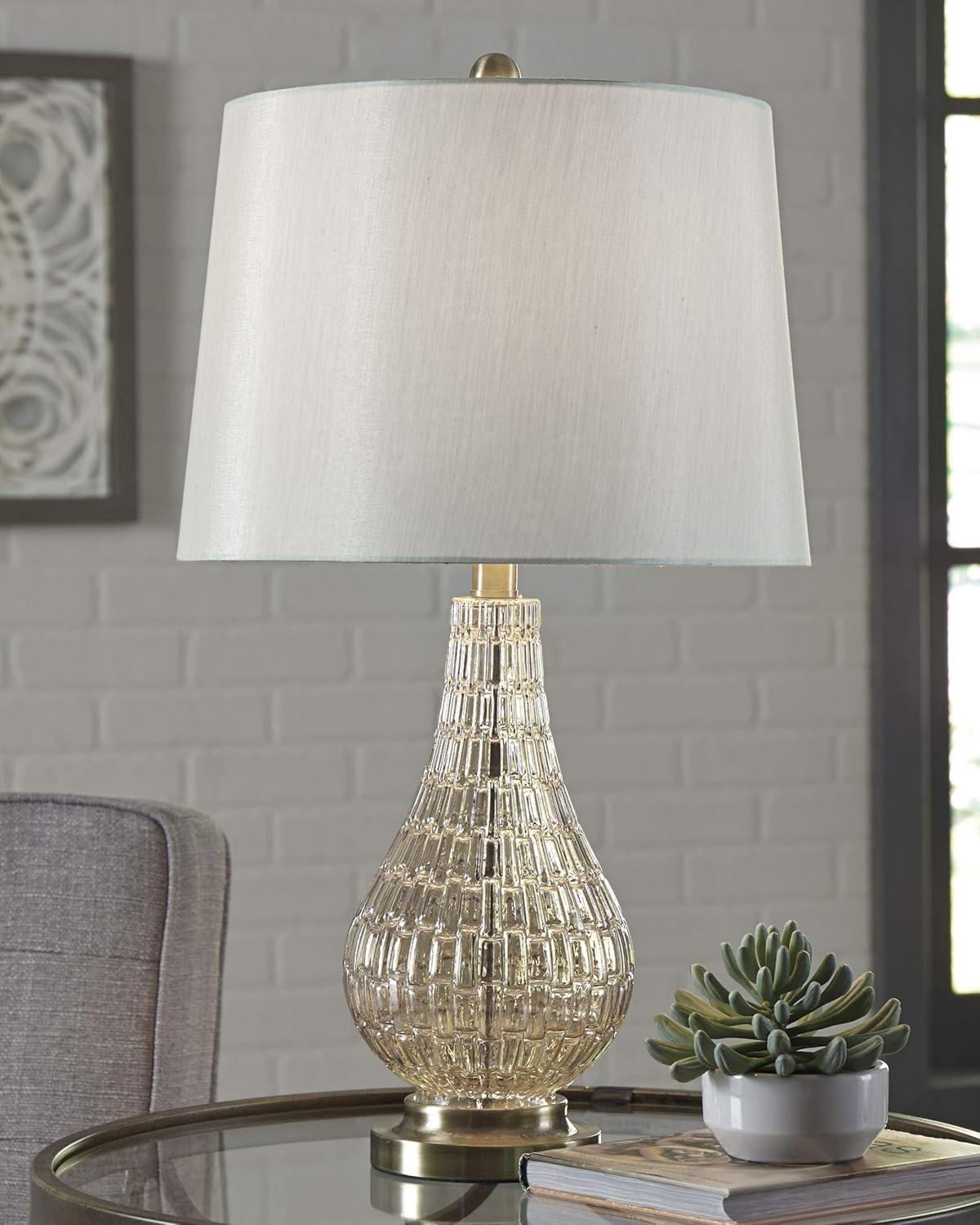 Signature Design by Ashley Latoya Glass Table Lamp Champagne: Metallic Finish, 3-Way Switch, UL Listed