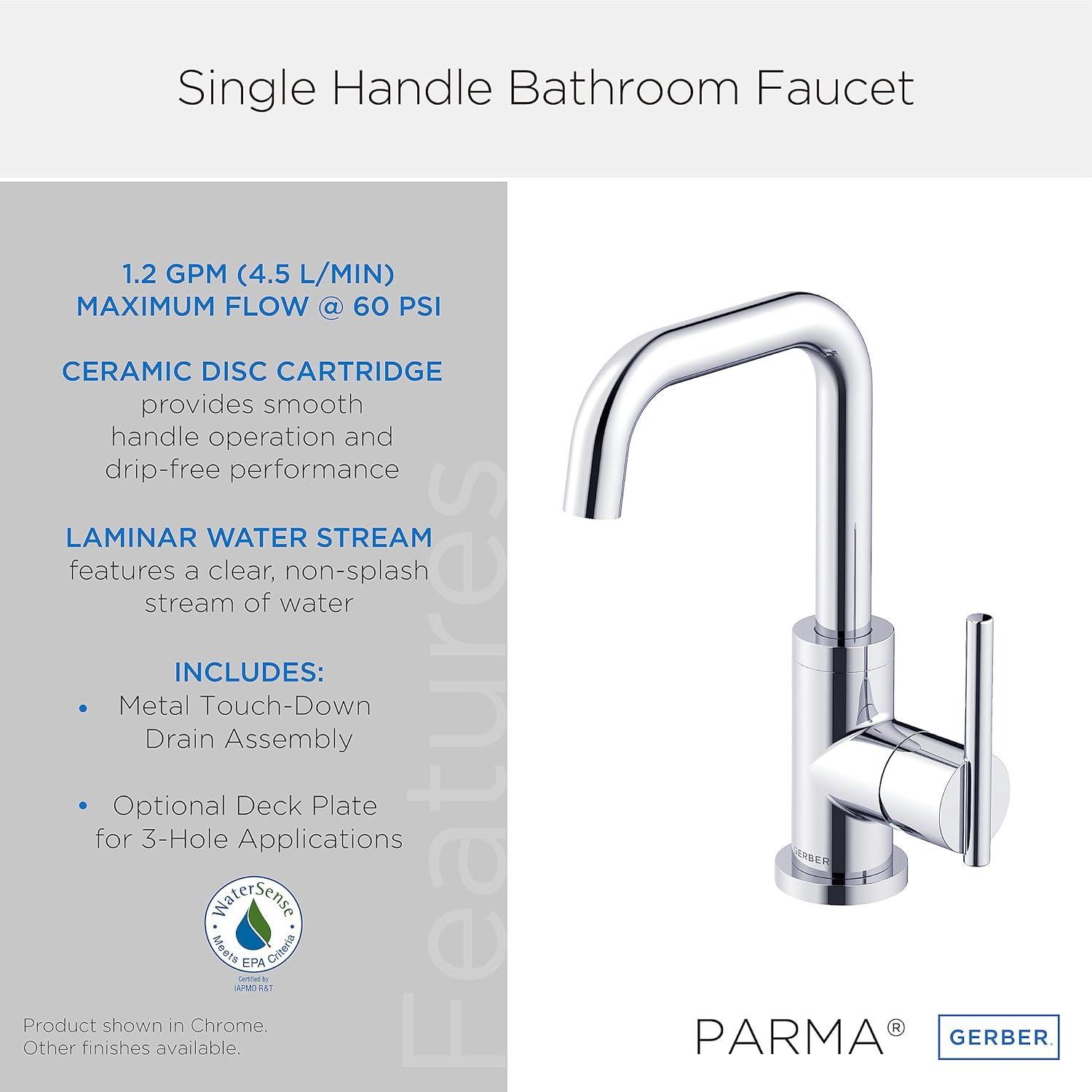 Parma Single Hole Bathroom Faucet with Drain Assembly