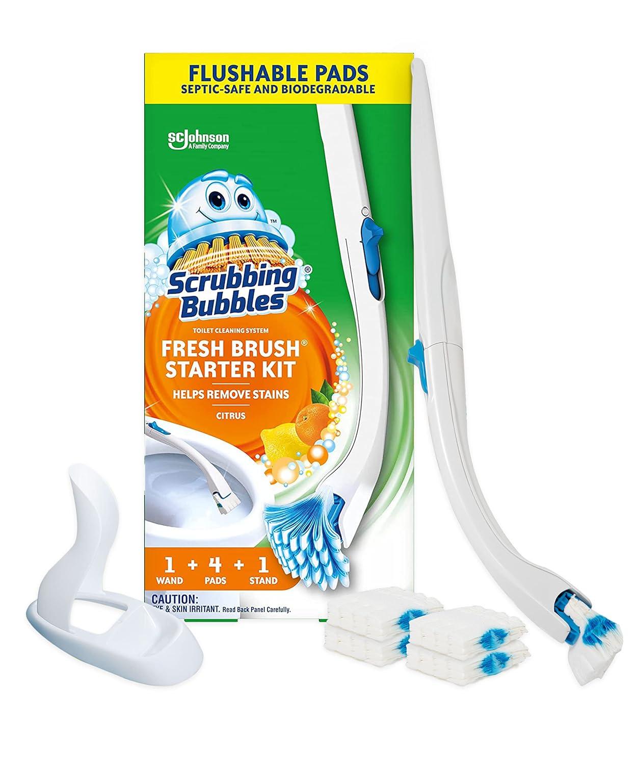 Scrubbing Bubbles Fresh Brush, Starter Kit with Toilet Brush, Stand & 4 Pads, Citrus Scent