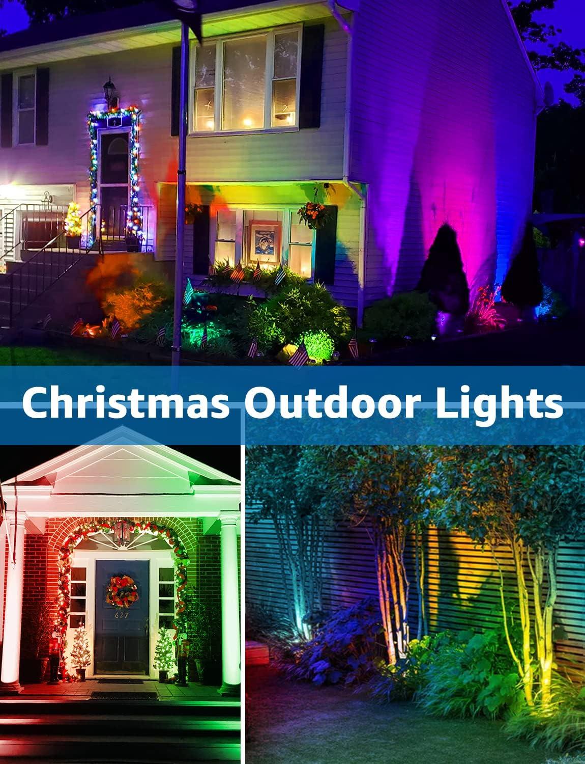 Modern Black Metal RGB LED Pathway Stake Lights with Remote Control
