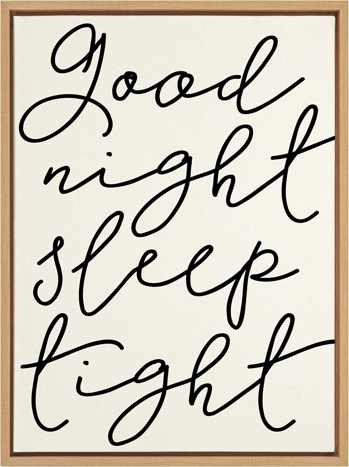 18" x 24" Sylvie Good Night Sleep Tight Framed Canvas by Maggie Price Natural: Nursery Art, Vertical - Kate & Laurel All Things Decor