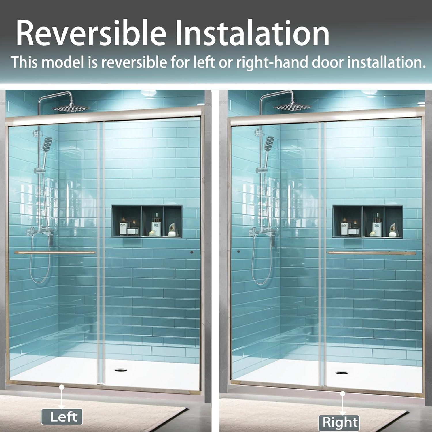 56-60 in.W x 72 in.H Semi-Frameless Sliding Shower DoorClear SGCC Tempered Glass.