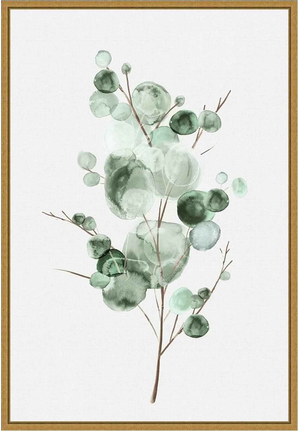 Modern Gold Framed Botanical Eucalyptus Canvas Print