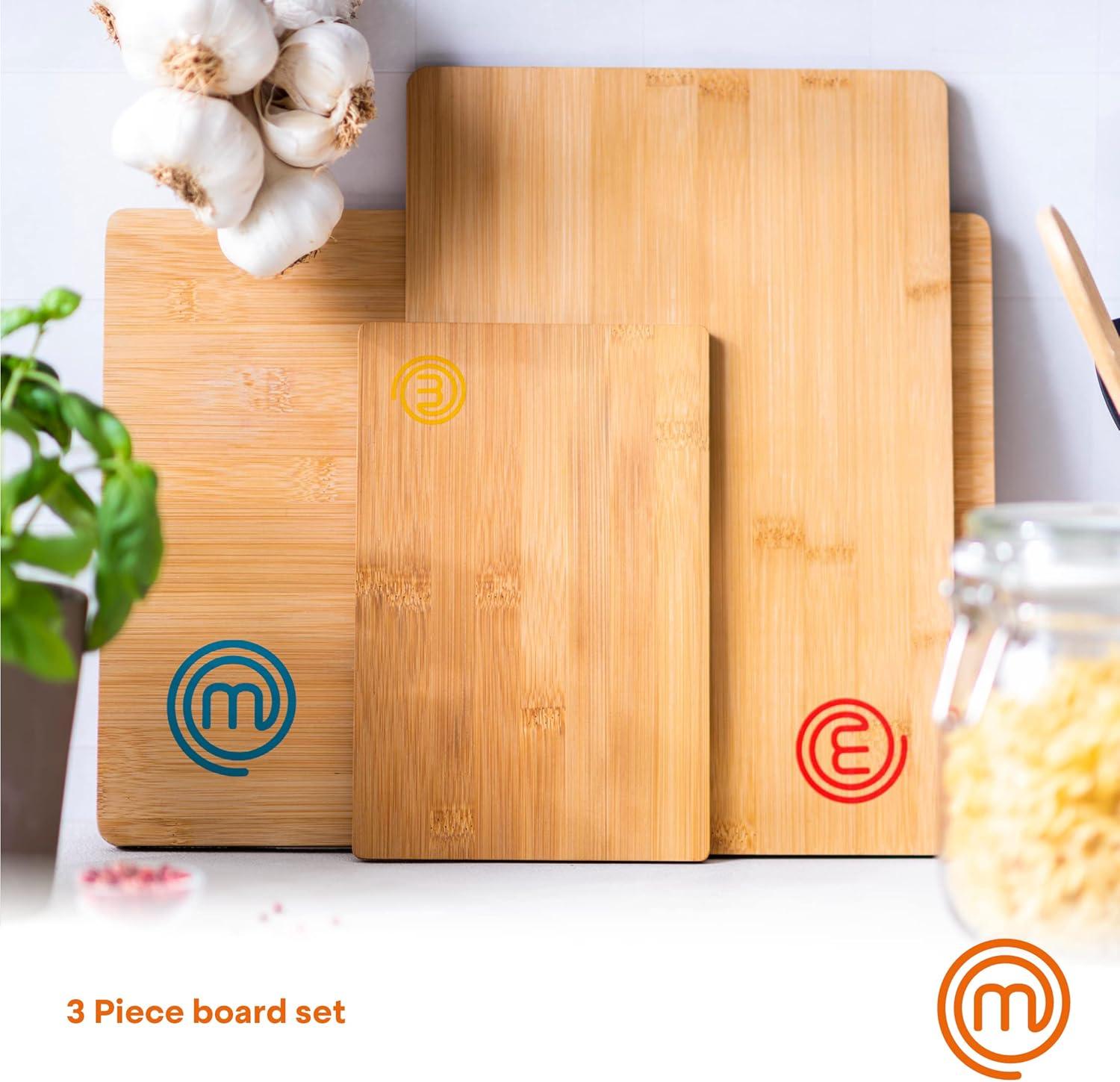 MasterChef 3pc Bamboo Cutting Board Set with Color Coding Vivid Collection