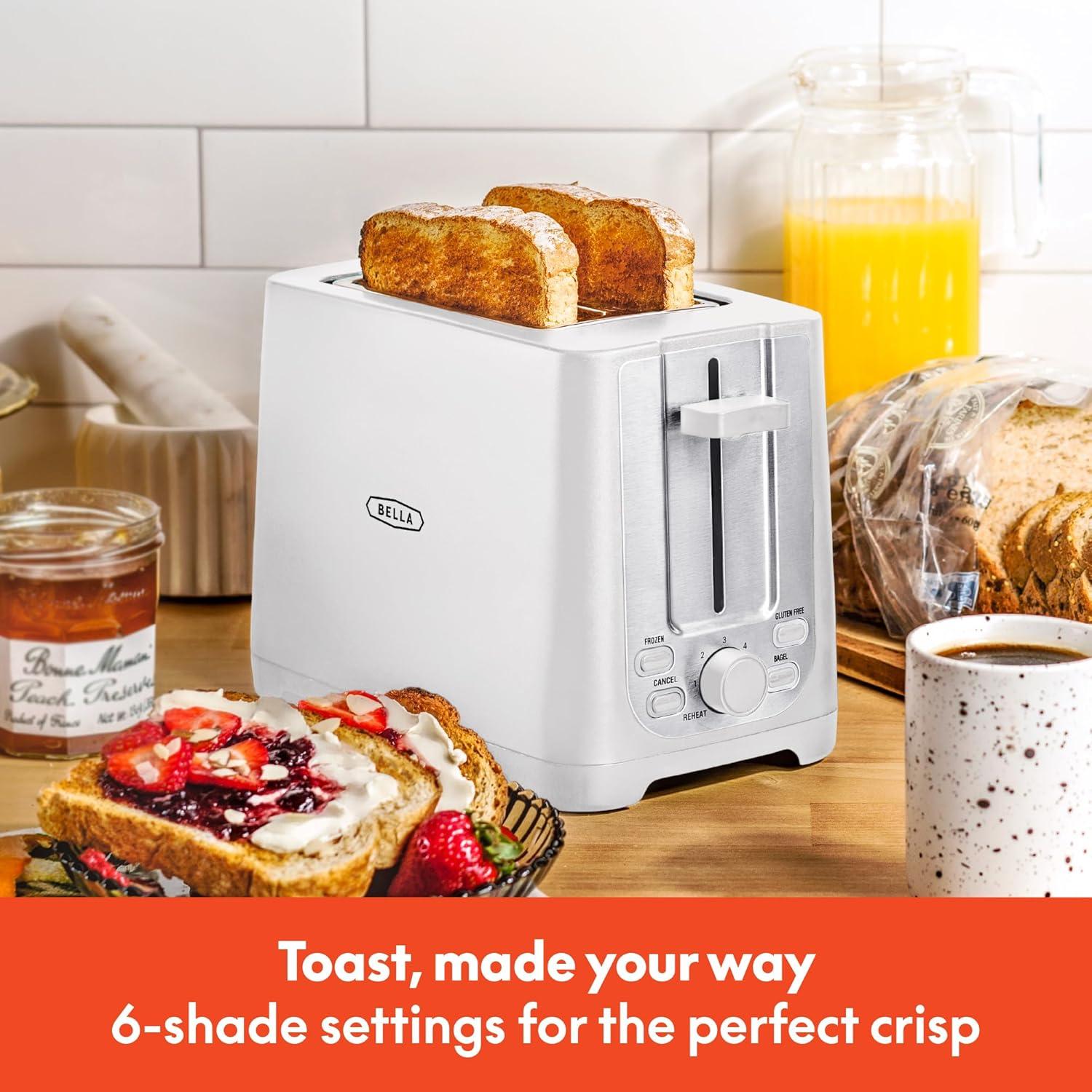 2-Slice Toaster with Auto Shutoff - Extra-Wide Slot and Removable Crumb Tray plus Cancel, Defrost and Reheat Functions - Toast, Bagels and Waffles