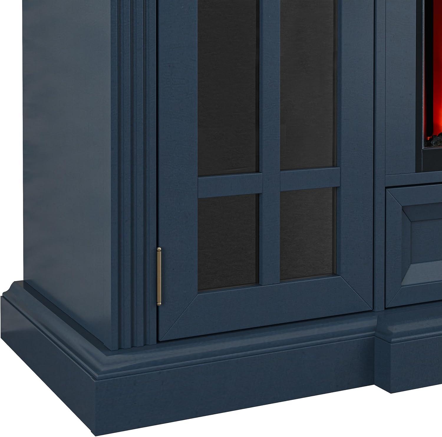 Modern TV Stand with Electric Fireplace - Fits TVs Up to 78 Inches - Navy