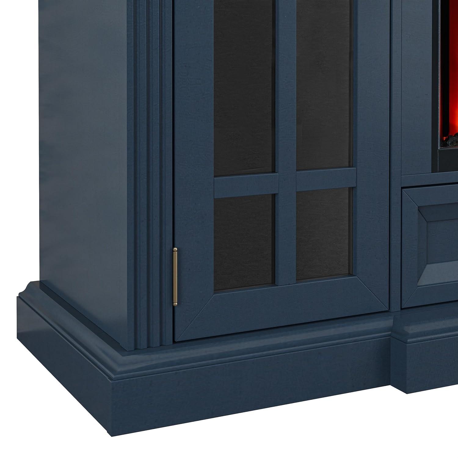 Modern TV Stand with Electric Fireplace - Fits TVs Up to 78 Inches - Navy