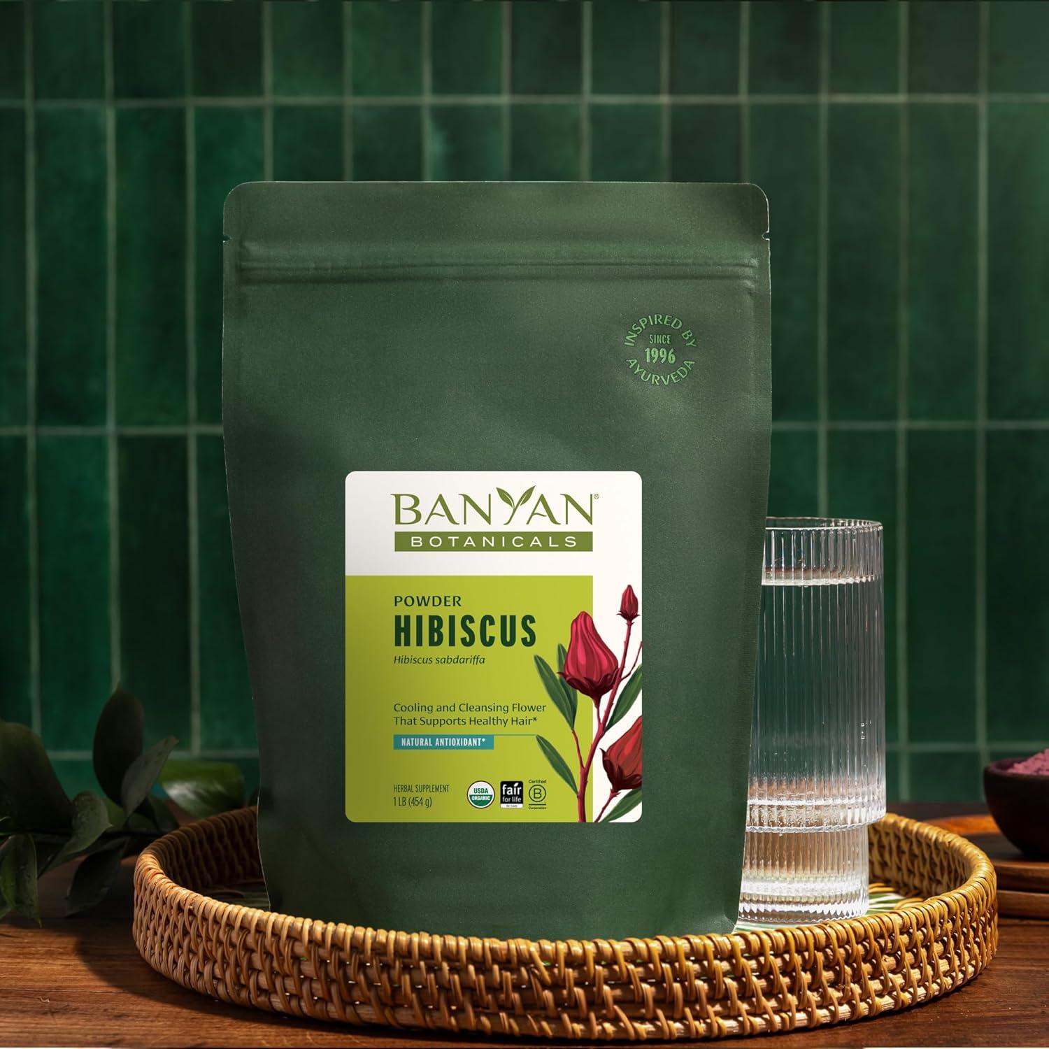 Banyan Botanicals Hibiscus Powder – Organic Hibiscus sabdaiffa – For Refreshing Hibiscus Tea – Supports Healthy Hair & Skin* – 1 lb. – Non-GMO Sustainably Sourced Vegan