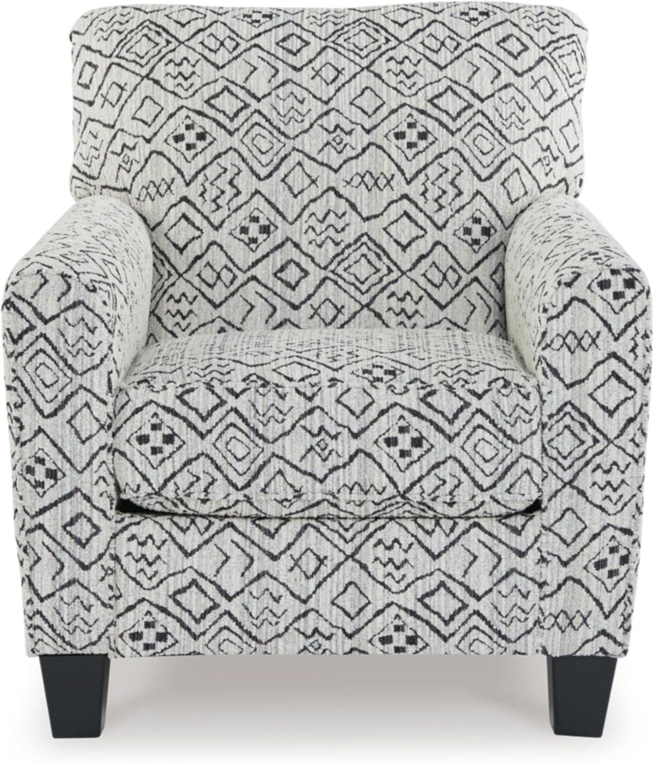 Cream and Black Patterned Wood Accent Chair