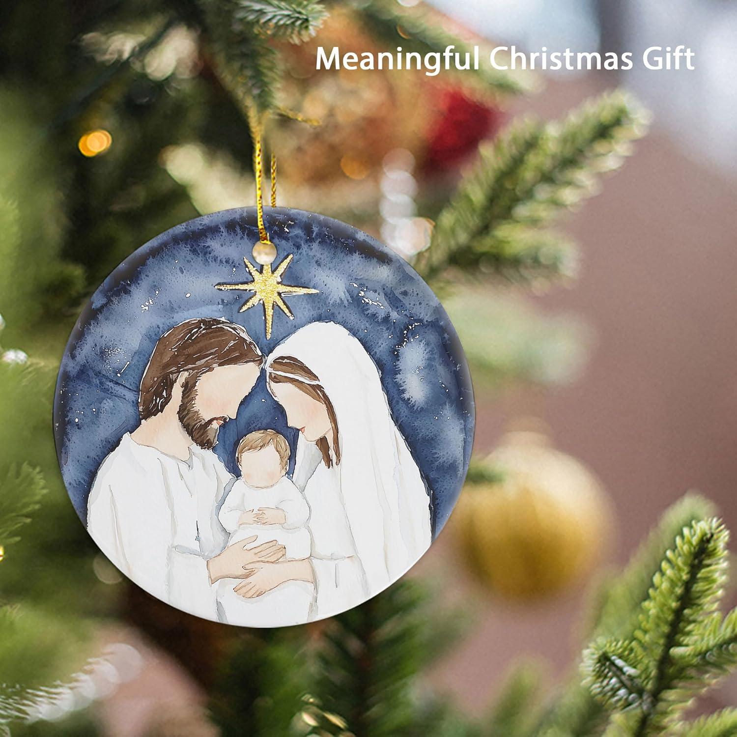 Mary Nativity Night Art Illustration Christmas Ornament| OrnamentallyYou