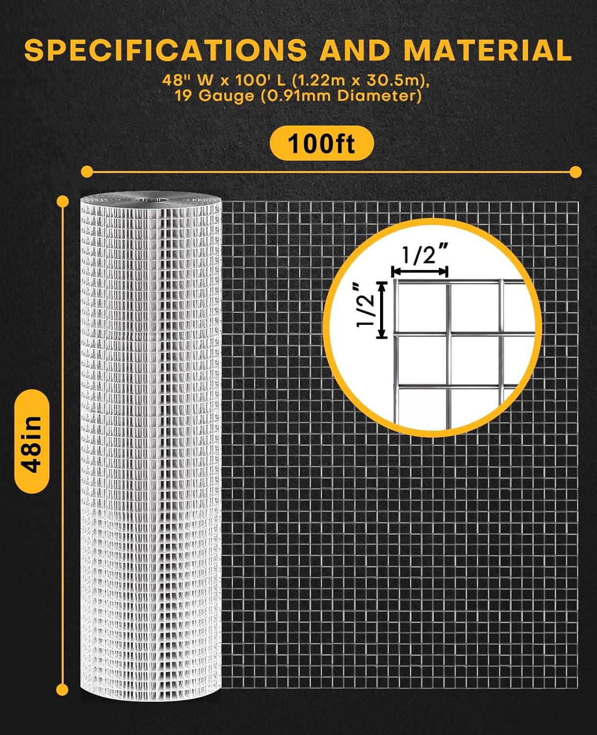 48-inch x 100-foot Galvanized Steel Mesh Garden Fence