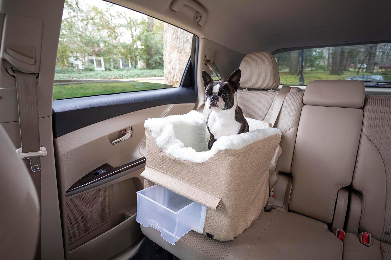 Birch Diamond Beige Soft Sided Dog Car Seat with Storage