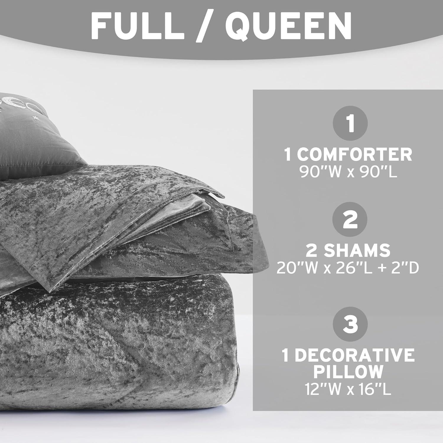 Intelligent Design Felicia Crushed Velvet Comforter Set with Throw Pillow