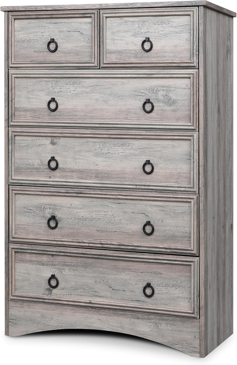 6 Drawer Dresser, Tall Wood Chest of Drawers Dressers for Bedroom, Living Room, Gray