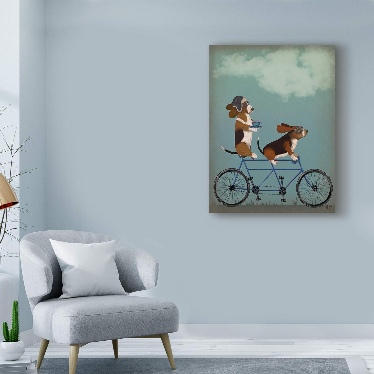 Trademark Fine Art -Fab Funky 'Basset Hound Tandem' Canvas Art - 24''x18''