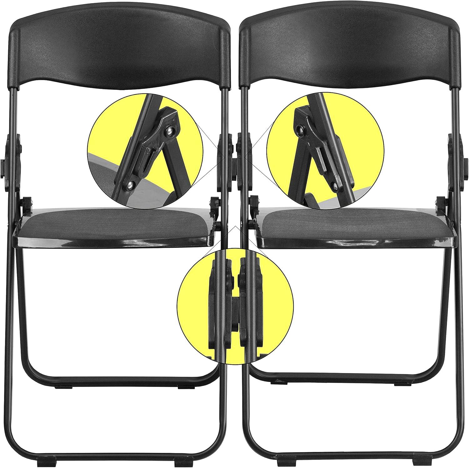 Flash Furniture 2 Pack HERCULES Series 500 lb. Capacity Heavy Duty Black Plastic Folding Chair with Built-in Ganging Brackets