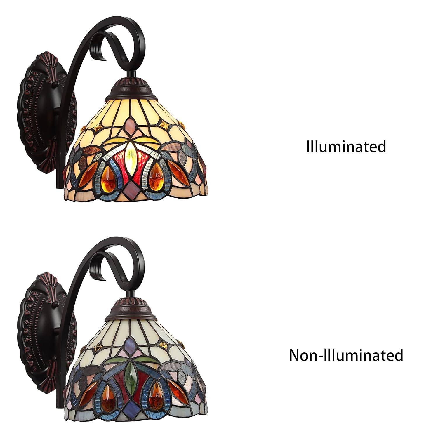 Chloe Lighting Serenity Victorian Tiffany-Style Dark Bronze 1 Light Wall Sconce 8" Wide