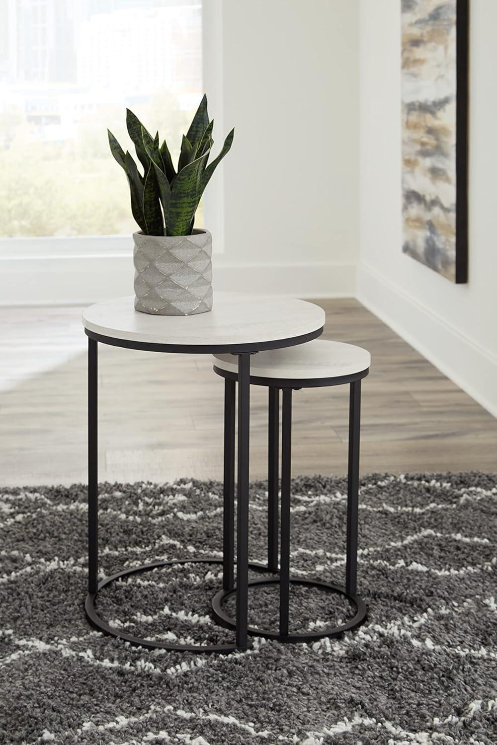 Signature Design by Ashley Casual Briarsboro Accent Table (Set of 2) White/Black