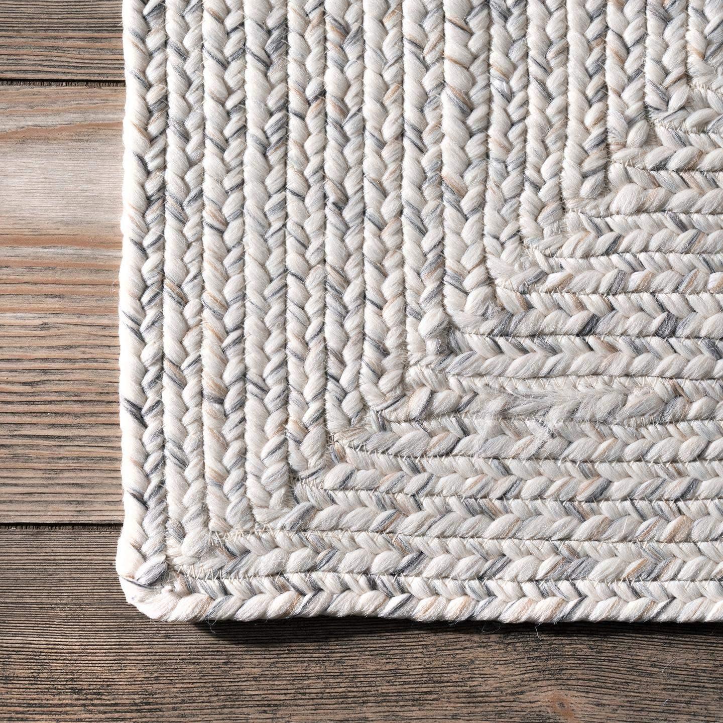 Nuloom Braided Courtney Tassel Indoor/Outdoor Area Rug, Square 8', Ivory