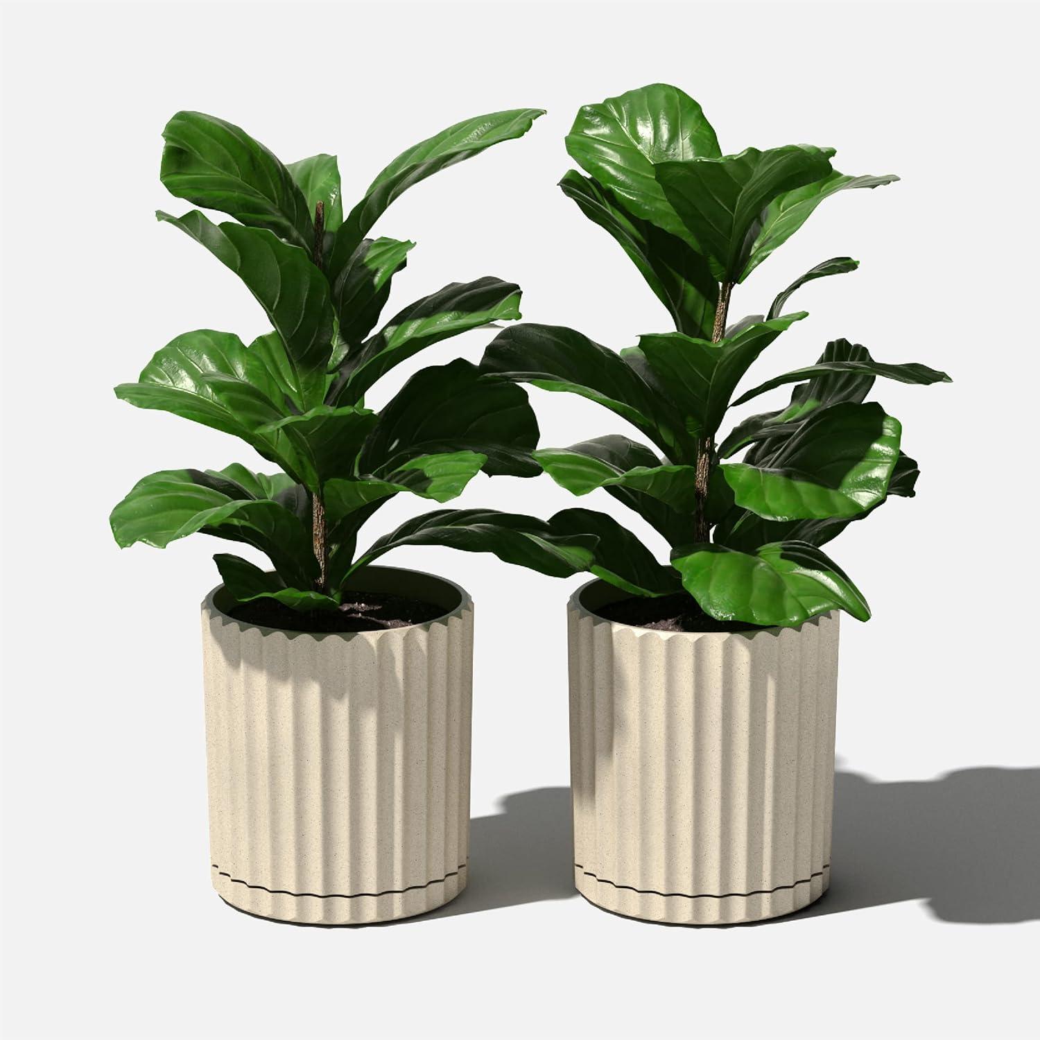 Veradek Mason Series Demi 6" Plastic-Stone Planter 2-Pack Sand