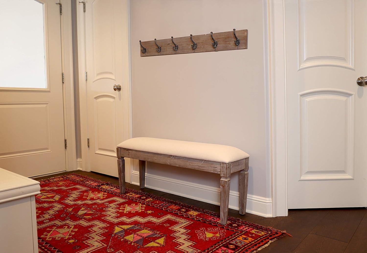 Winter White Transitional Entryway Bench and Coat Hook Set