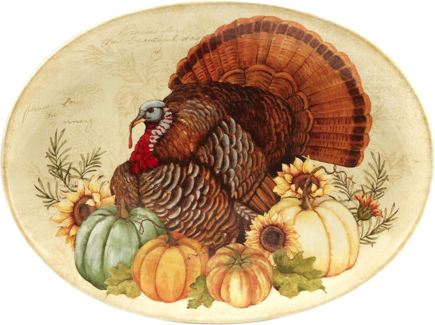 Harvest Splash Certified International Autumn Fields Oval Turkey Platter