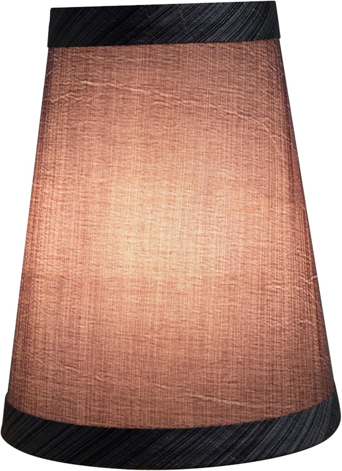 Aspen Creative 32651-2 Small Hardback Empire Shape Chandelier Clip-On Lamp Shade Set (2 Pack), Transitional Design in Grey & Black, 4" bottom width (2 1/2" x 4" x 5")