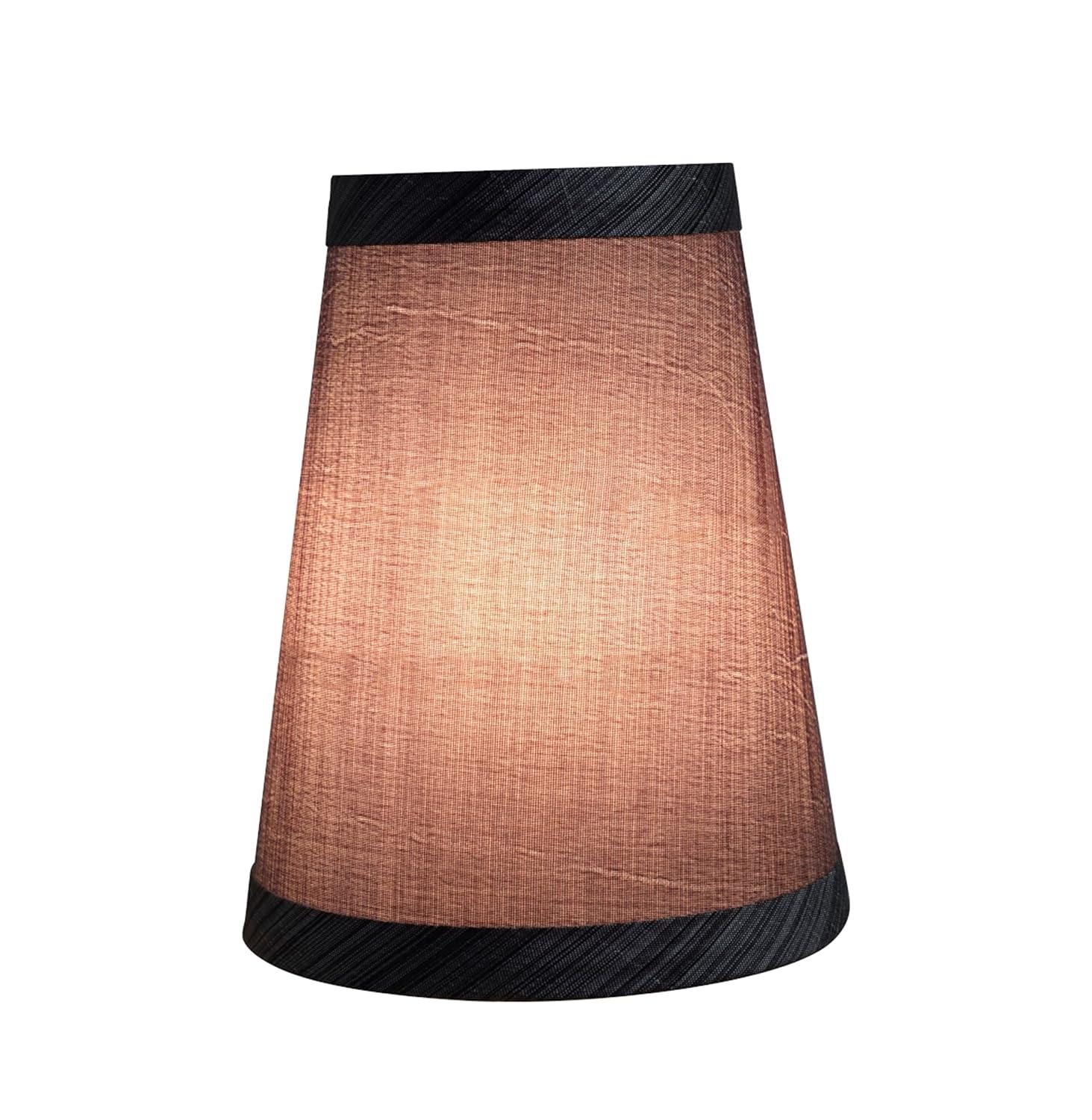 Aspen Creative 32651-2 Small Hardback Empire Shape Chandelier Clip-On Lamp Shade Set (2 Pack), Transitional Design in Grey & Black, 4" bottom width (2 1/2" x 4" x 5")