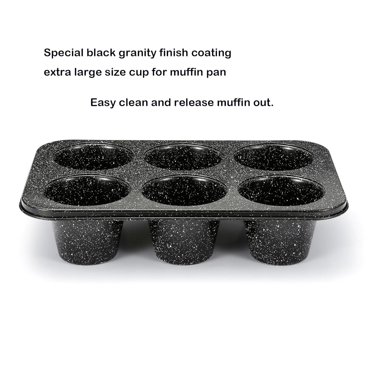 Gray Granite Non-Stick Jumbo 6-Cup Muffin Pan