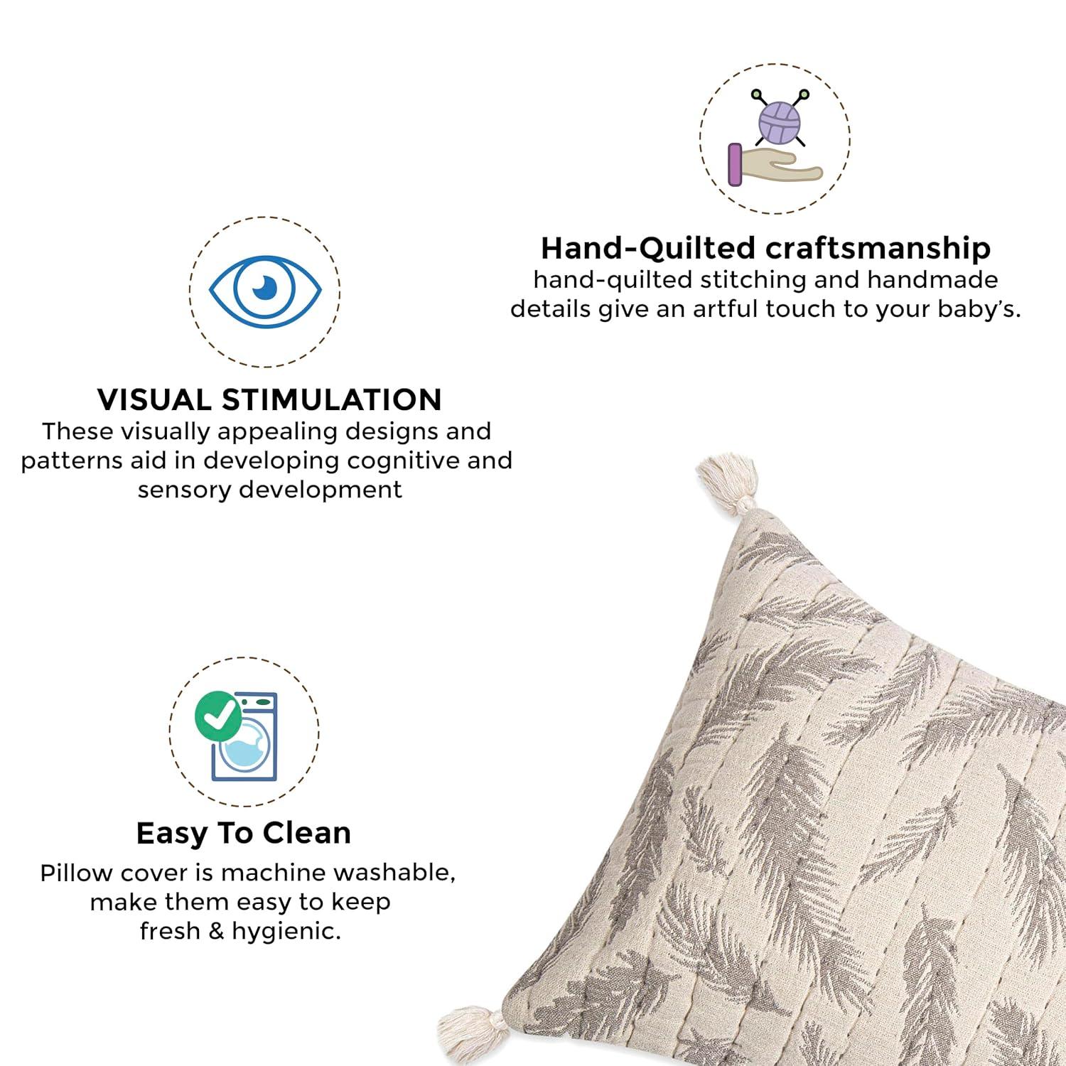 Crane Baby Rectangular Feather 100% Cotton Accent Pillow Cover & Insert for Baby Nursery