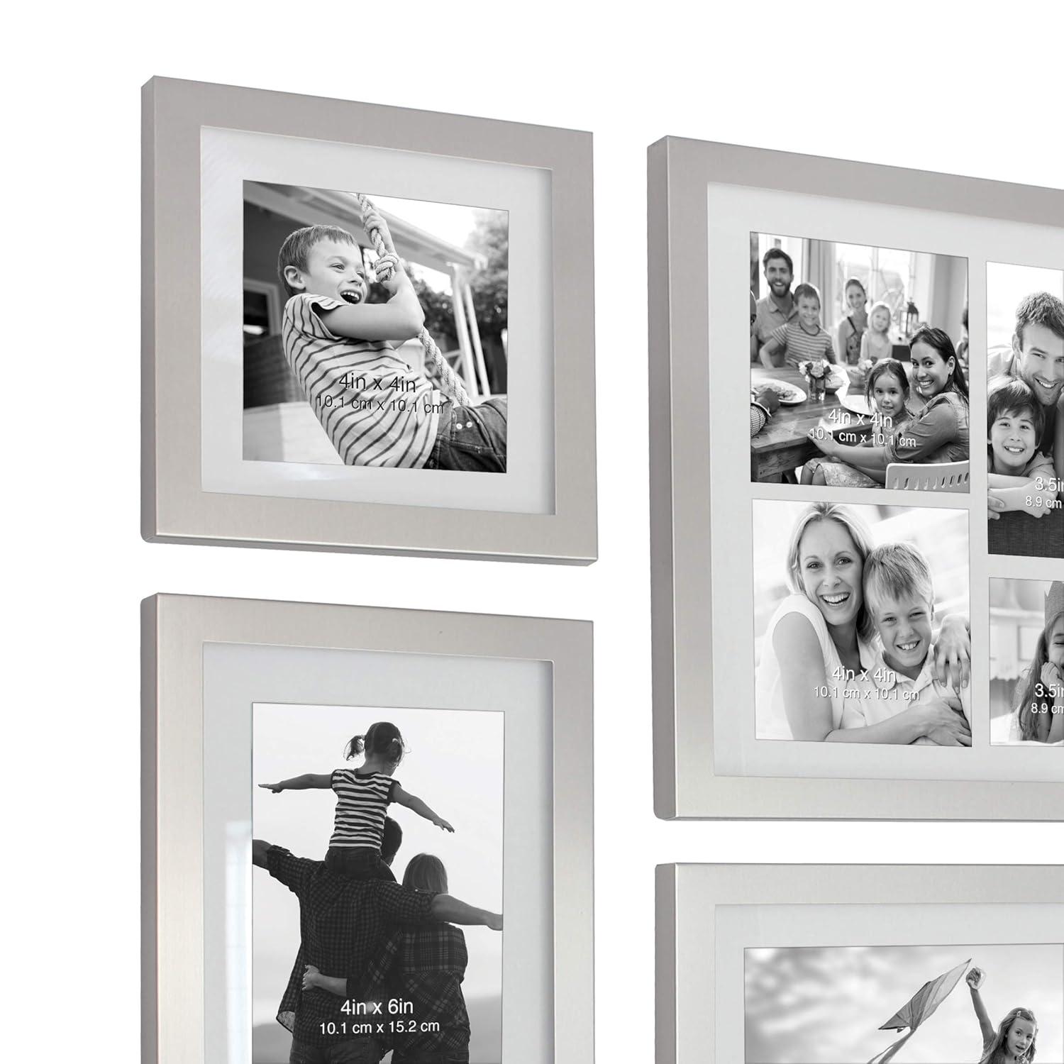 5pc Decorative Stamped Photo Frame Set Silver - Stonebriar Collection